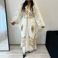 Nikkah Kaftan Dress I (white and Gold)