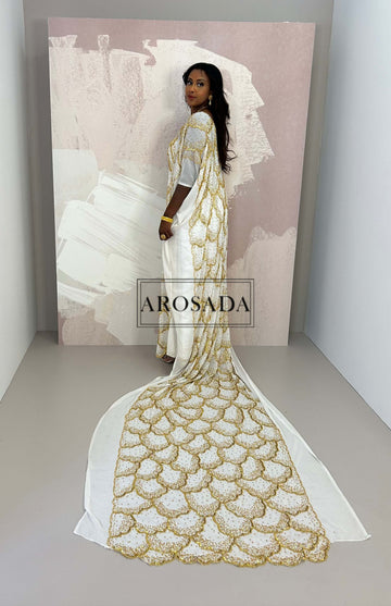 PRE-ORDER Glorius Habon (White and Gold)-Chiffon Bridal Dirac