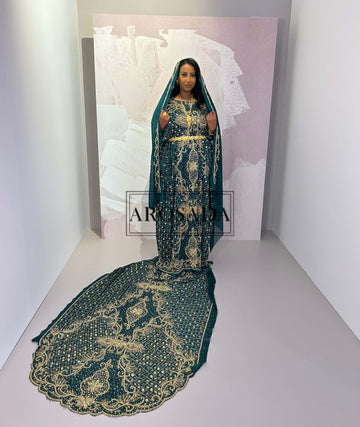 PRE-ORDER Glory Amina (Emereld green)-Satin Bridal Dirac