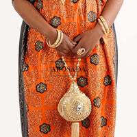 Orange Shaash Set With Stones