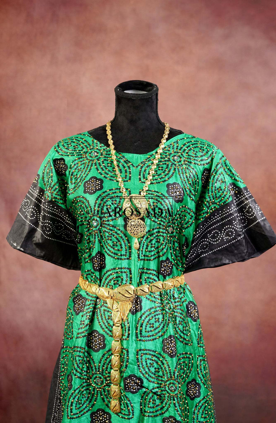 Green Shaash Set with Stones