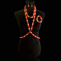 Hido&Dhaqan Necklace set Red/Yellow