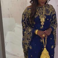 Afluent Faduma (Navy Bleu,Round neck)-Chiffon Bridal Dirac (Tailored, Ready to be shipped)