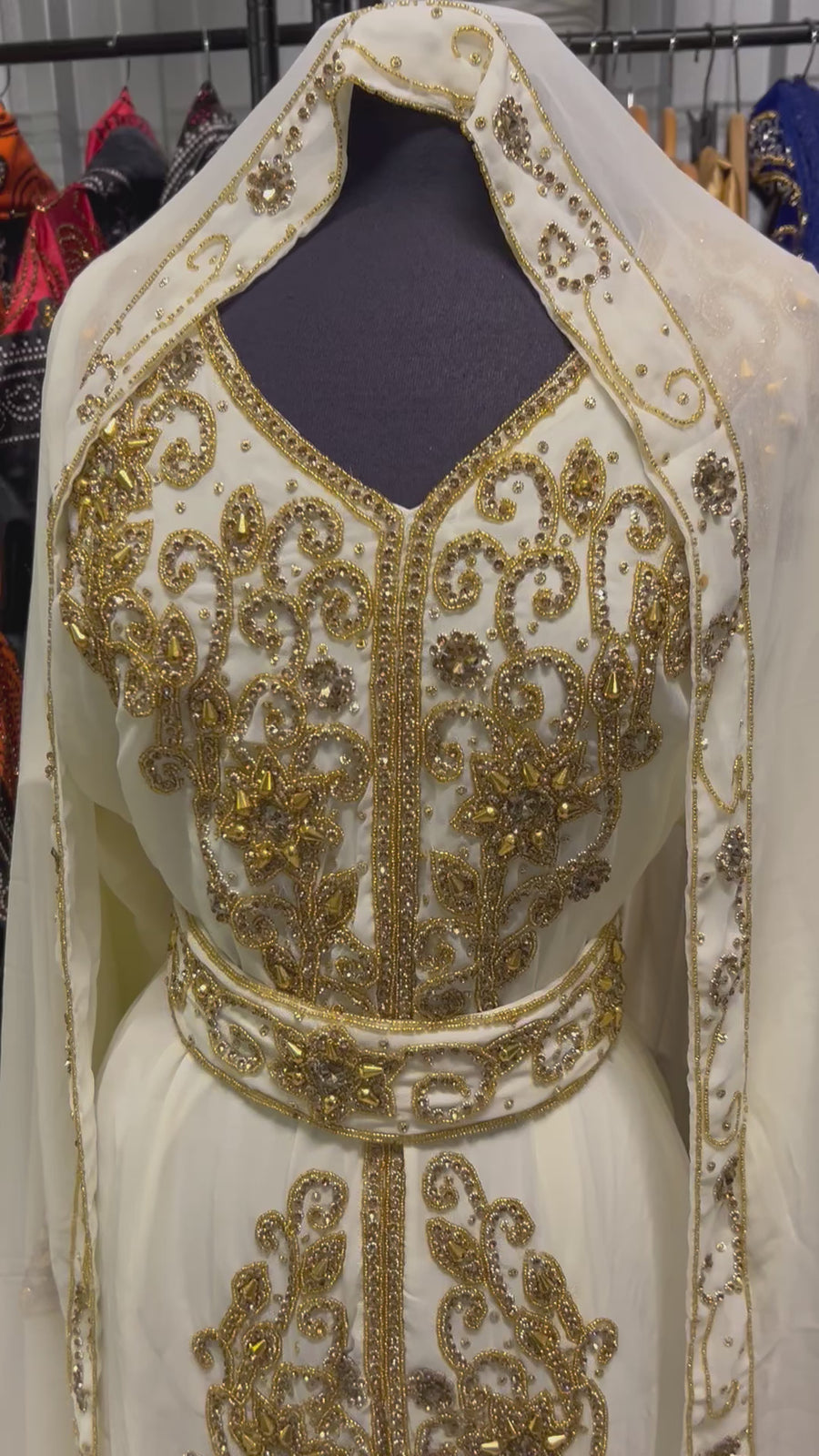 Nikkah Kaftan Dress II (white and Gold)