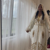 Nikkah Kaftan Dress I (white and Gold)