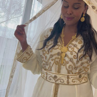 Nikkah Kaftan Dress I (white and Gold)