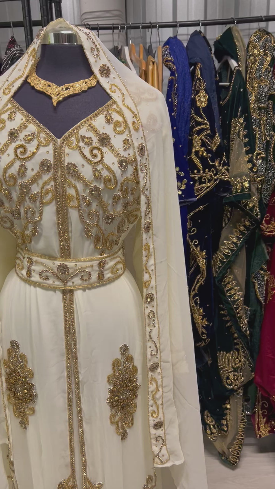 Nikkah Kaftan Dress I (white and Gold)